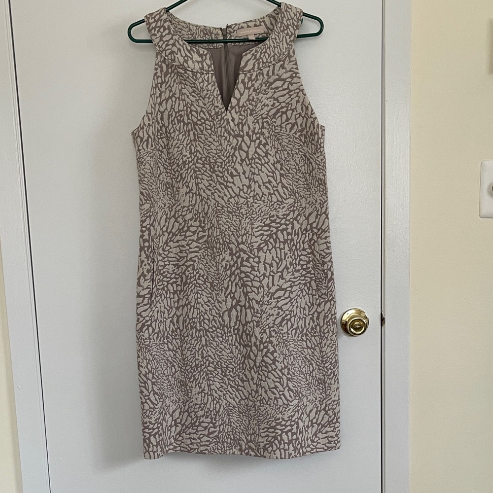 Banana Republic Taupe Patterned Midi Dress